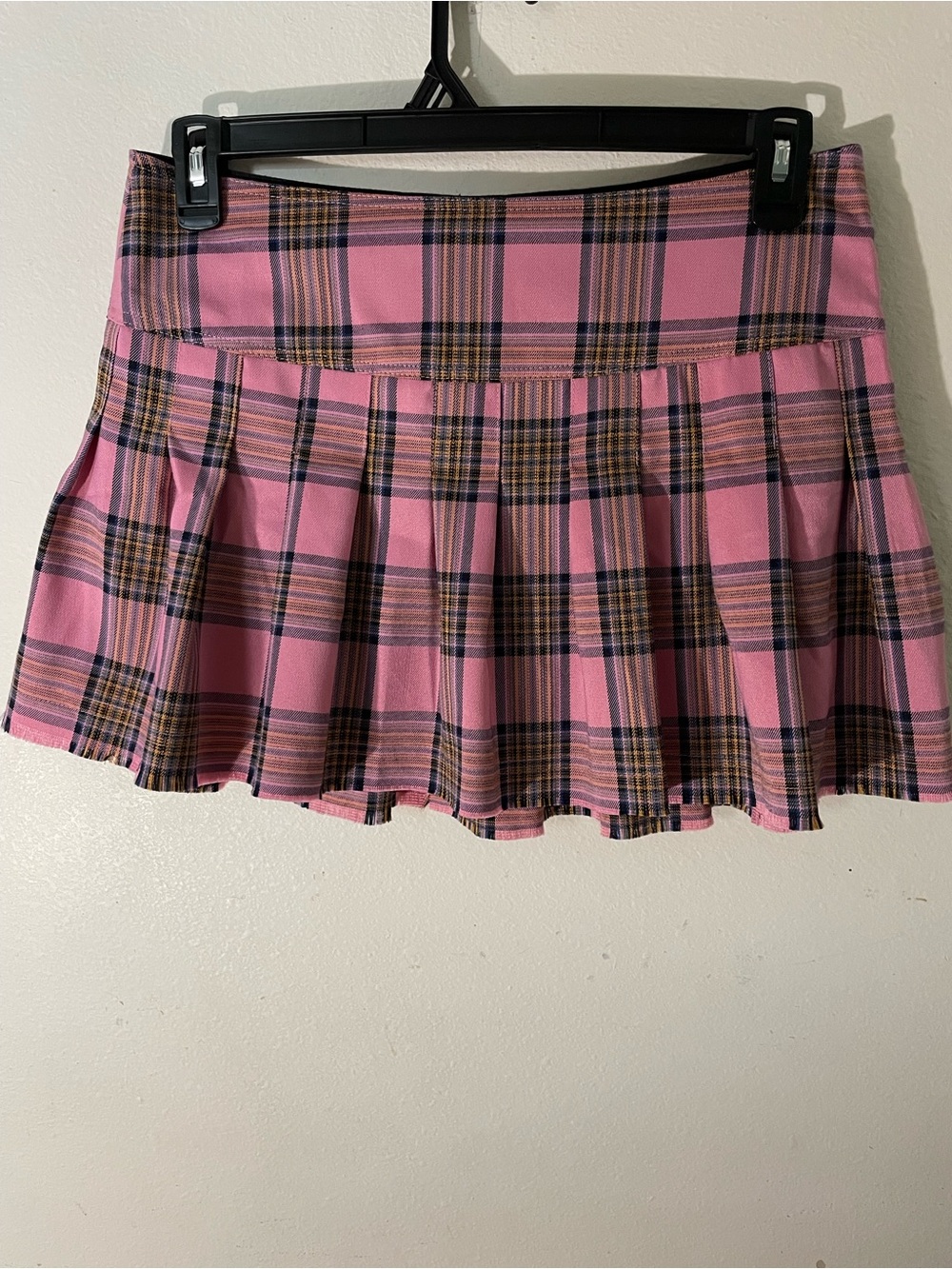 Current Mood Pink Plaid Pleated Mini Skirt